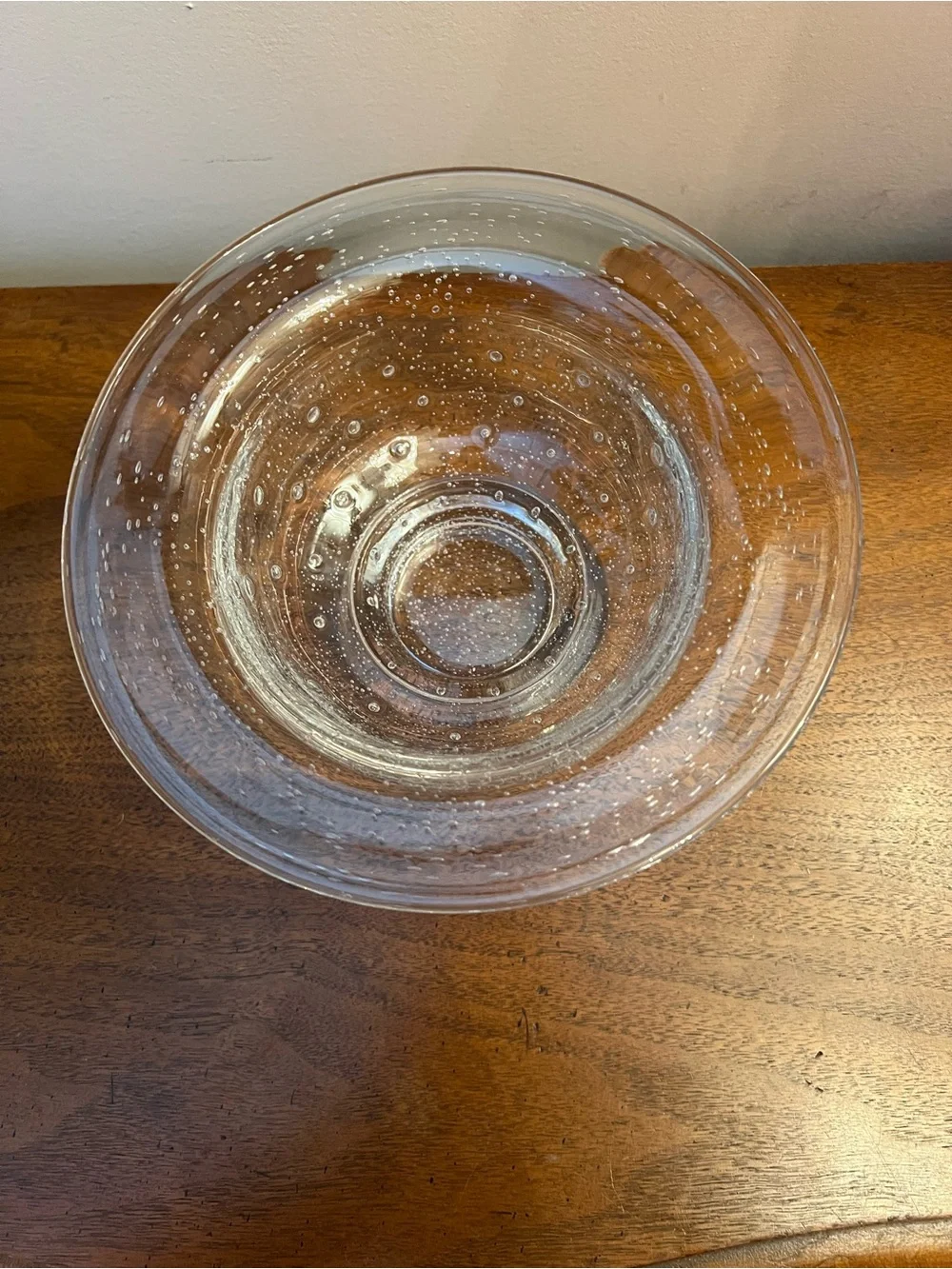 Southern Living Home Clear Bubble Hand Blown Glass Footed Centerpiece Bowl